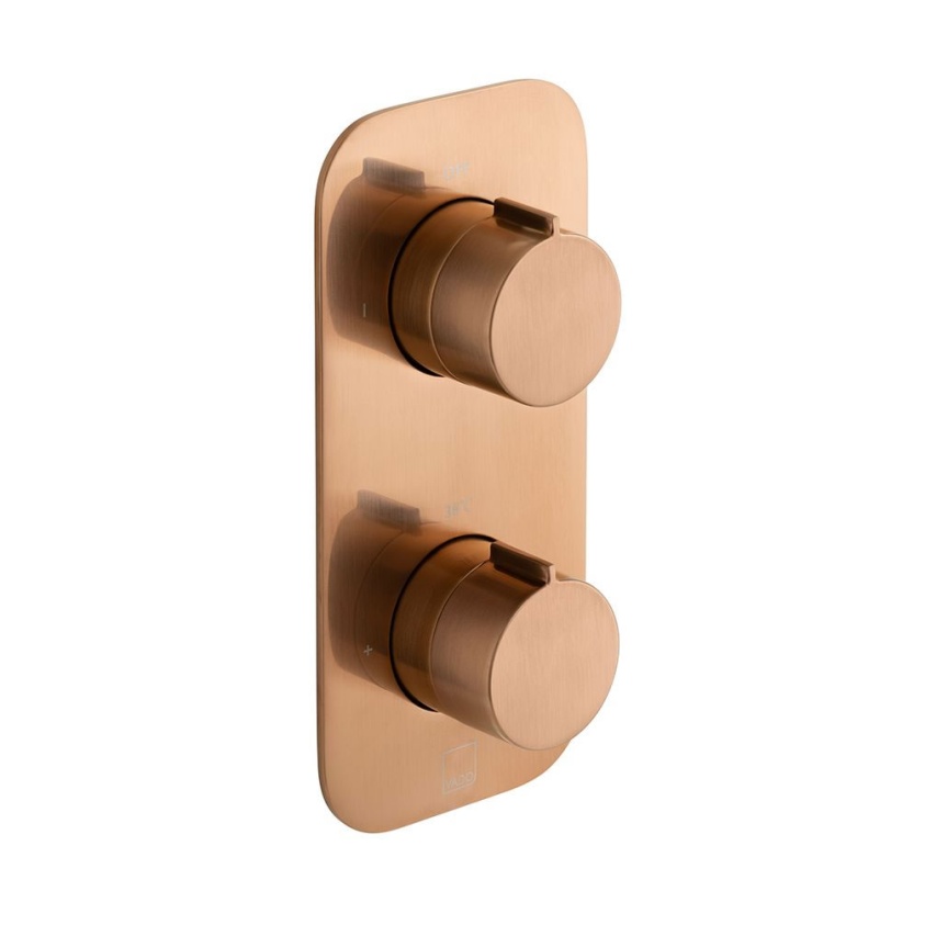 Vado Individual Altitude Brushed Bronze 1 Outlet 2 Handle Thermostatic Shower Valve